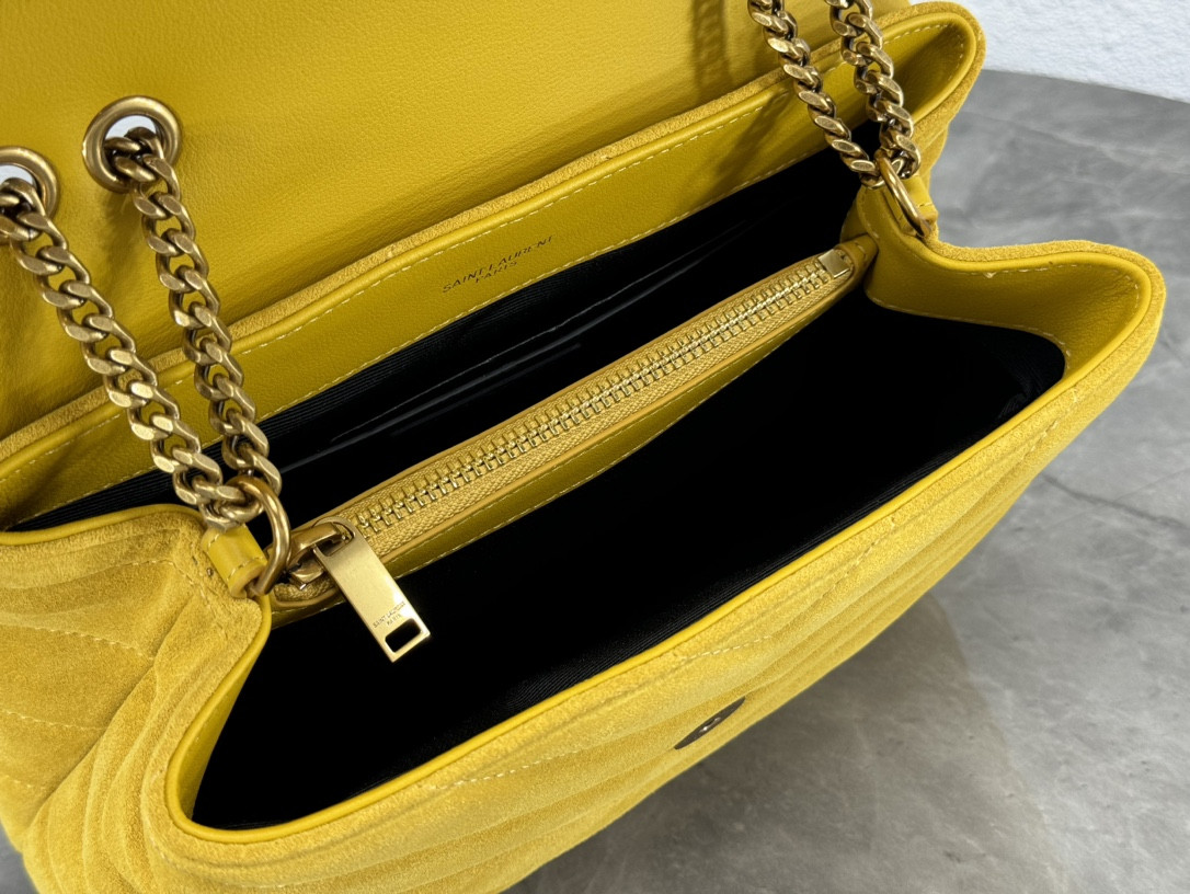 YSL LOULOU QUILTED SUEDE 23x17x9cm