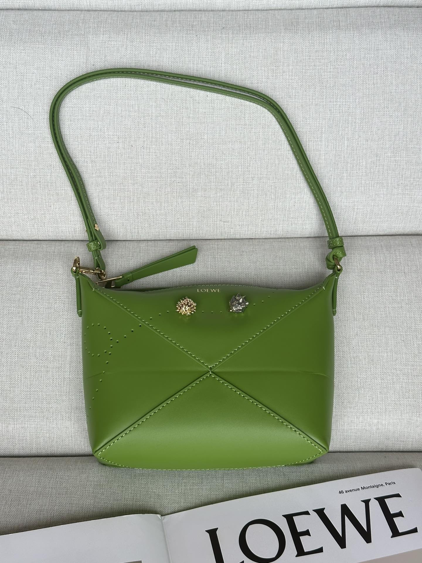 LOEWE Puzzle Fold pouch in shiny nappa calfskin 23x6.5x15.5cm