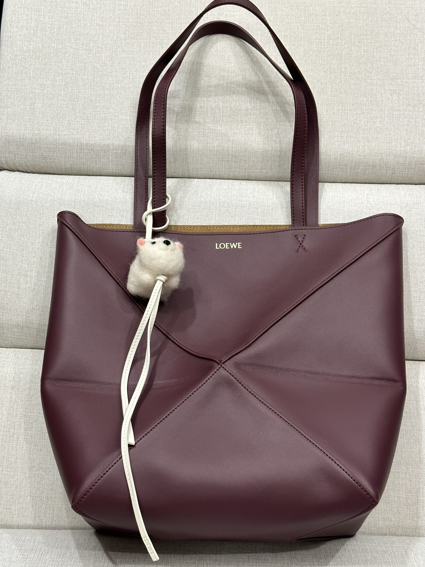 LOEWE Medium Puzzle Fold tote in shiny calfskin 25.5x14.5x31.5cm