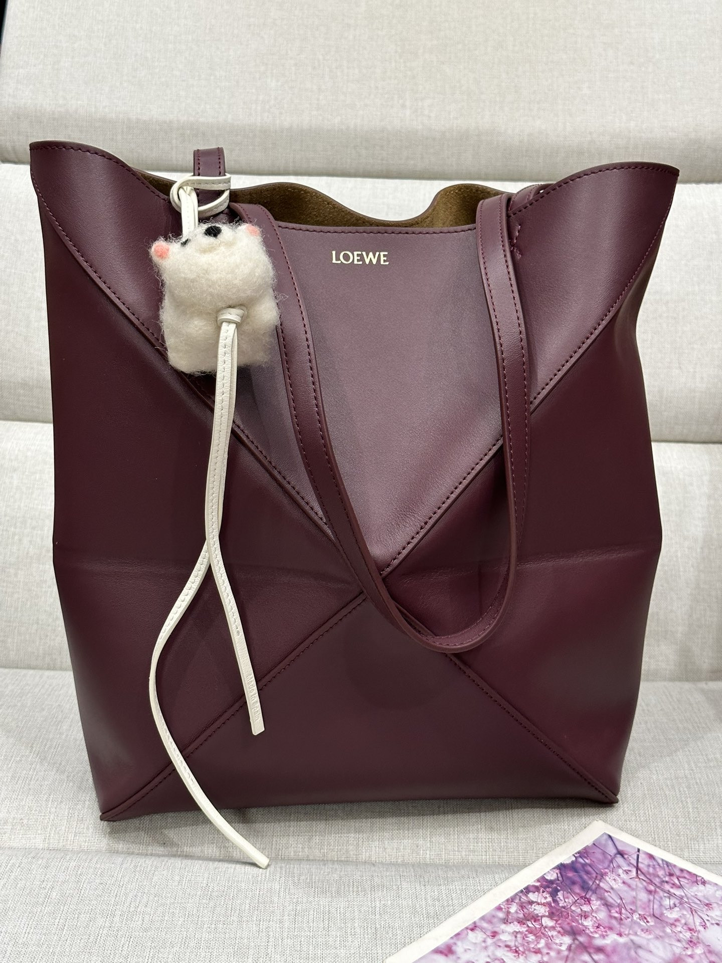 LOEWE Medium Puzzle Fold tote in shiny calfskin 25.5x14.5x31.5cm