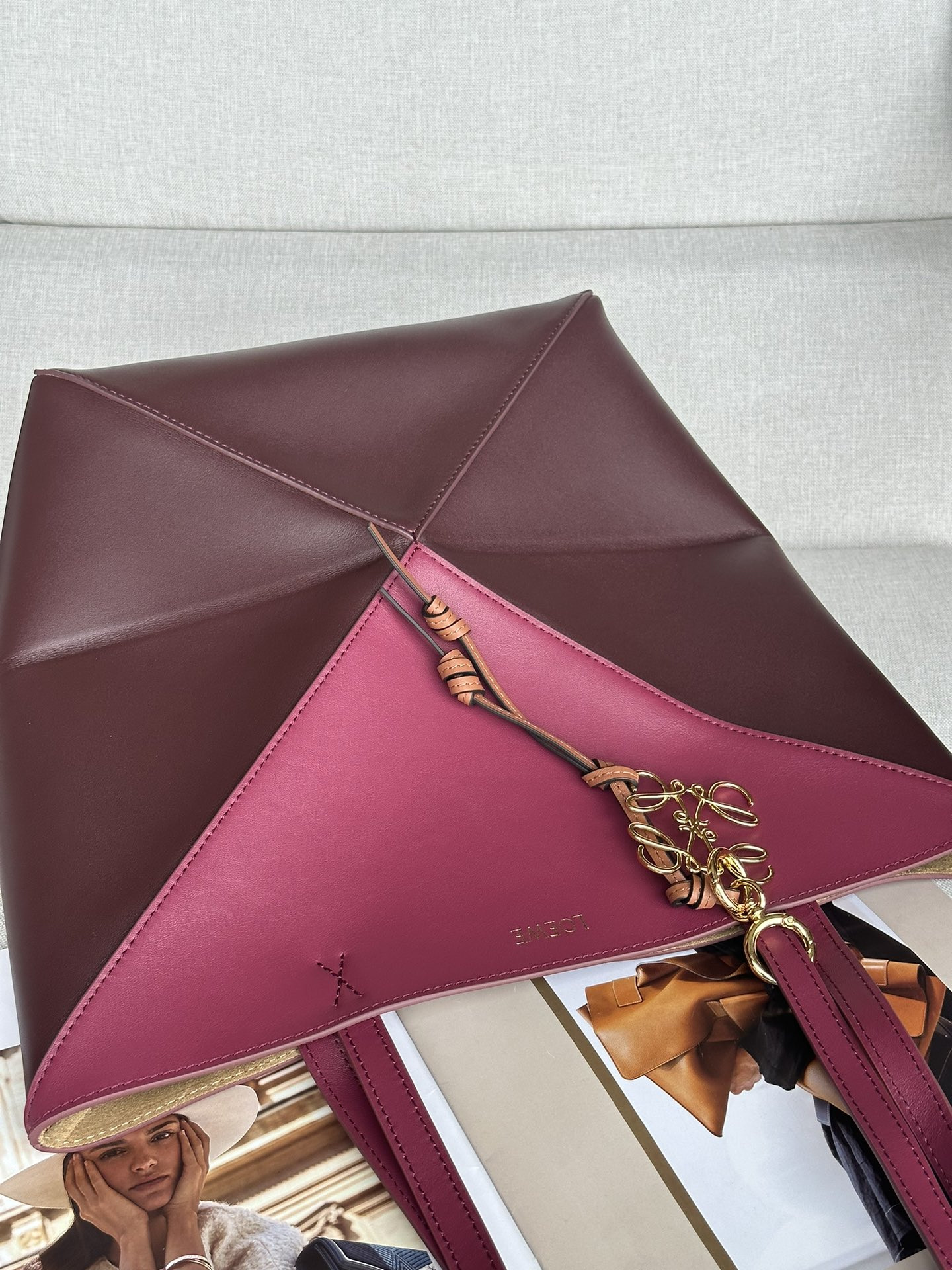 LOEWE Medium Puzzle Fold tote in shiny calfskin 25.5x14.5x31.5cm