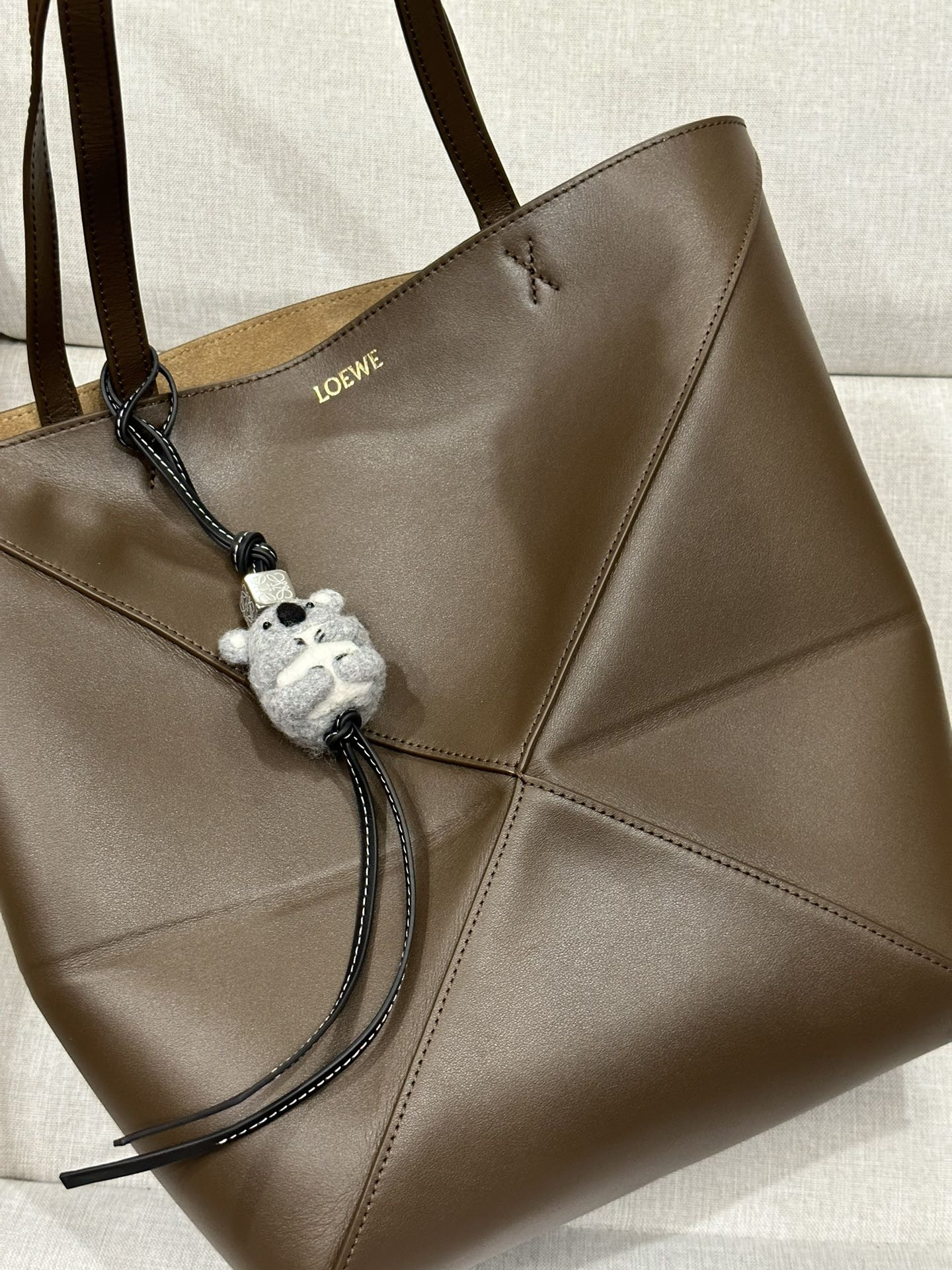 LOEWE Medium Puzzle Fold tote in shiny calfskin 25.5x14.5x31.5cm