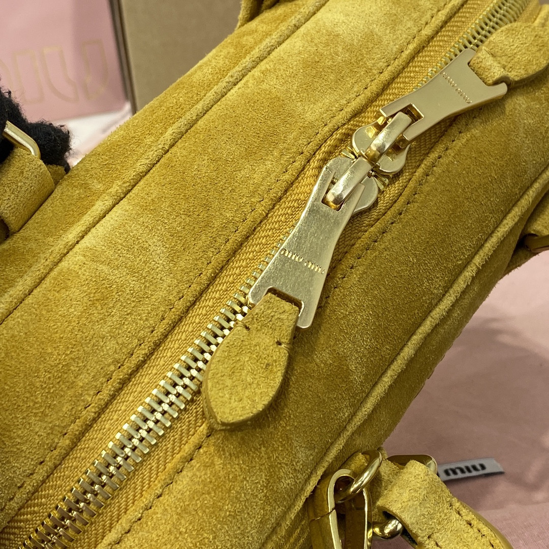 Miu Miu Arcadie padded suede top-handle bag 22X10.5X7.5cm