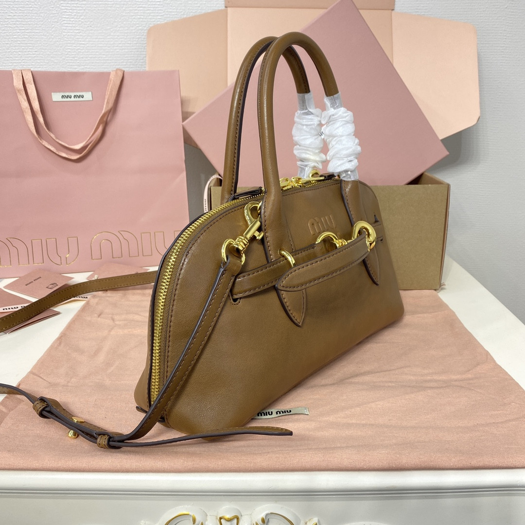 Miu Miu Aventure nappa leather top-handle bag 17x33x11cm