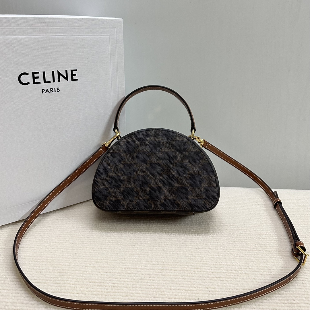 Celine HALF MOON CASE IN triomphe canvas and calfskin 17.5x12x6cm