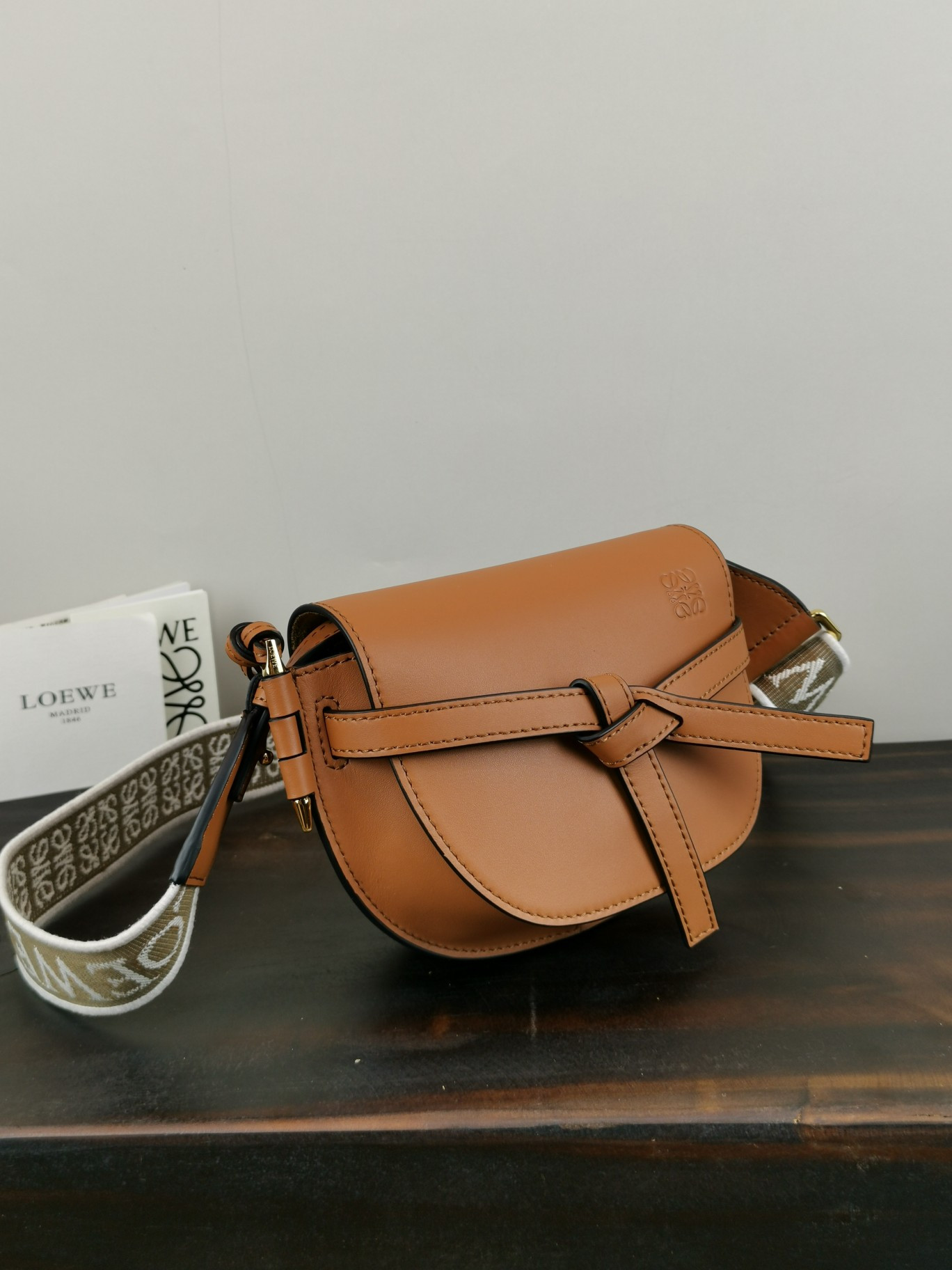 LOEWE Mini Gate Dual bag in soft calfskin and jacquard 21x12.5x9.5cm