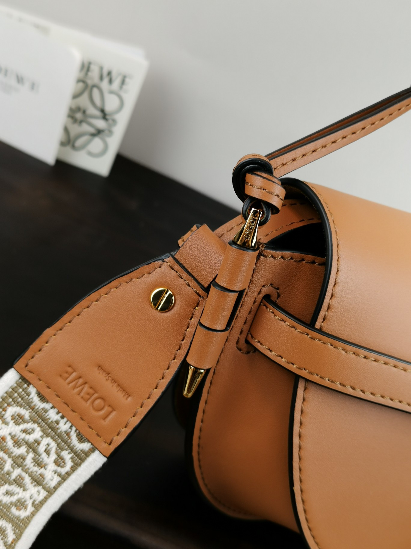 LOEWE Mini Gate Dual bag in soft calfskin and jacquard 21x12.5x9.5cm