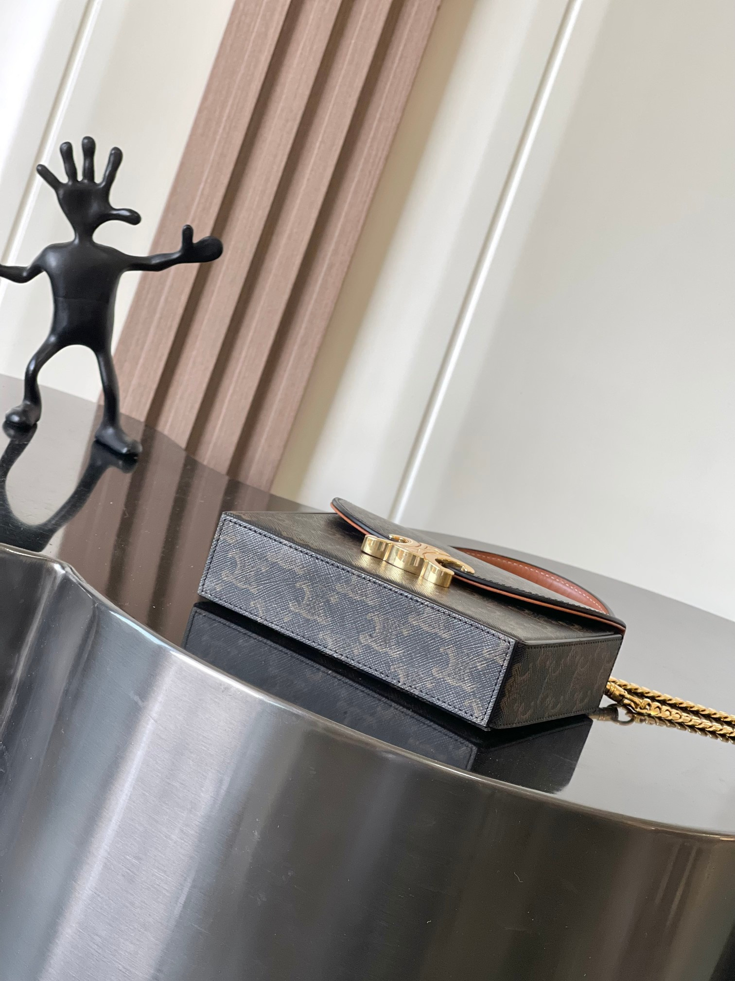 Celine SMALL BOX BLANDINE in Triomphe Canvas and Calfskin 16x12x4cm