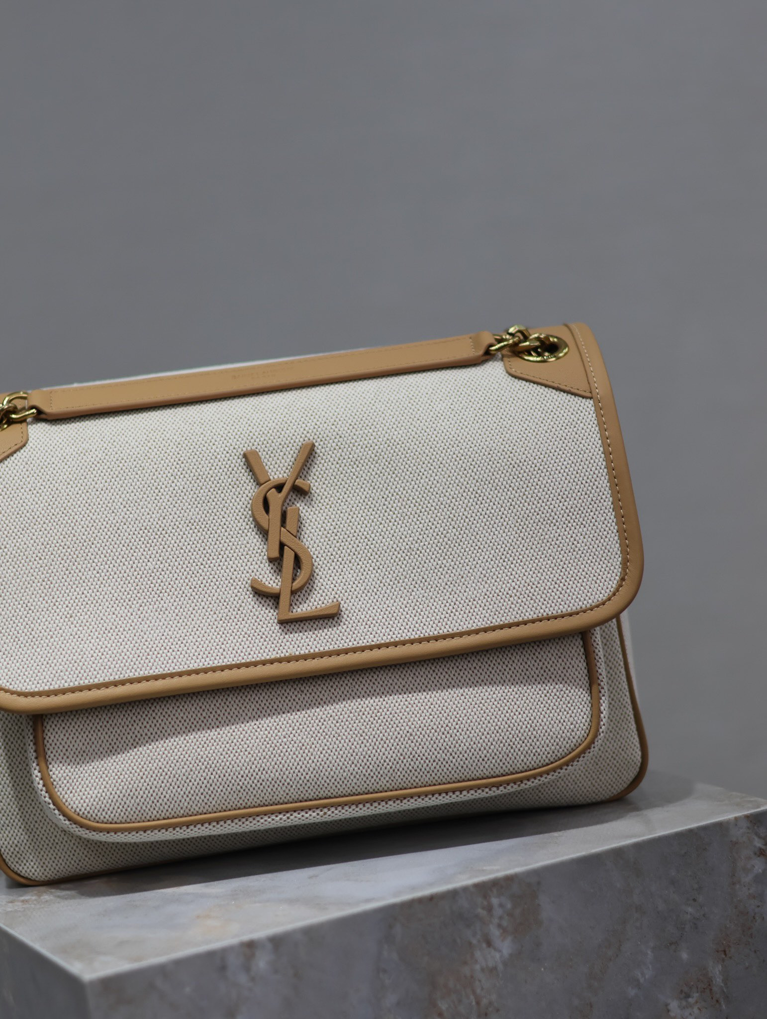 YSL NIKI MEDIUM IN Calfskin Cotton and Linen 28x20x8.5cm