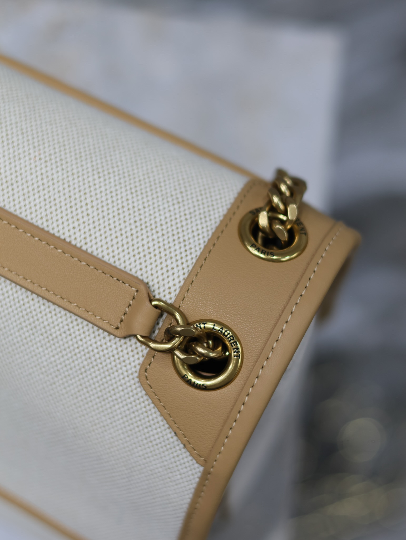 YSL NIKI MEDIUM IN Calfskin Cotton and Linen 28x20x8.5cm