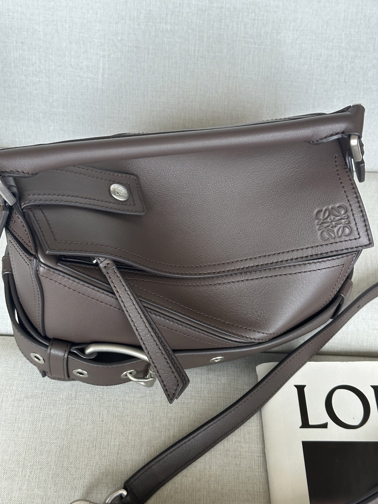 Loewe Small Puzzle Biker bag in shiny calfskin 16.5x24x10.5cm
