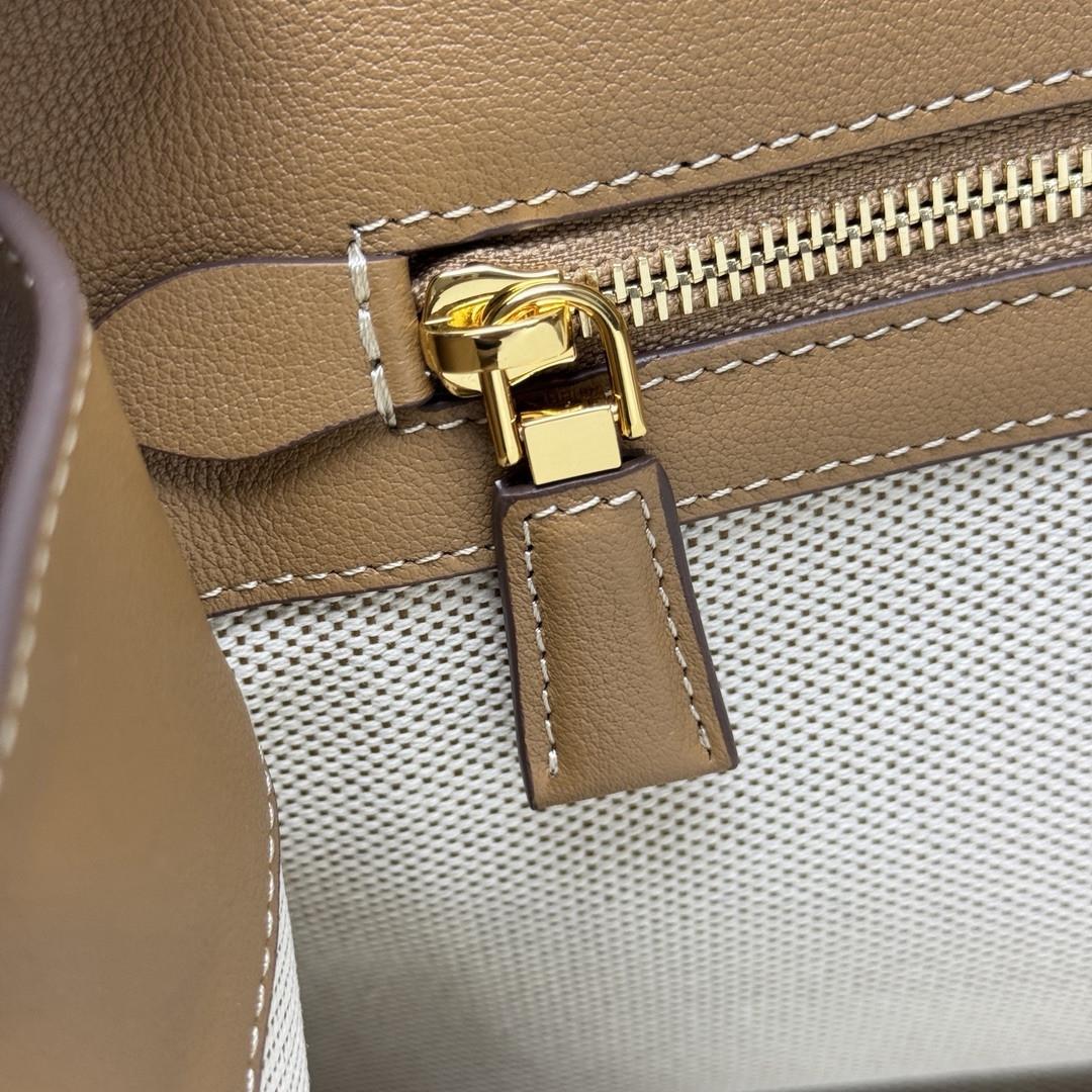 Prada Medium linen blend and leather tote bag 22.5x35x18cm