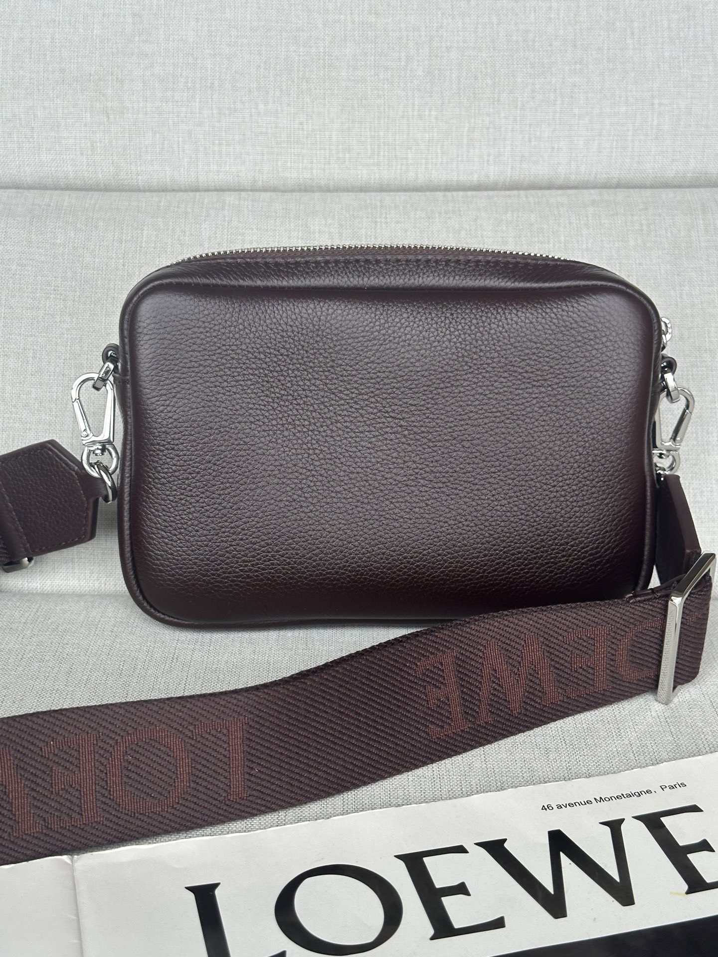 Loewe Small Pebble messenger bag in supple grained calfskin 12.5x20x6cm