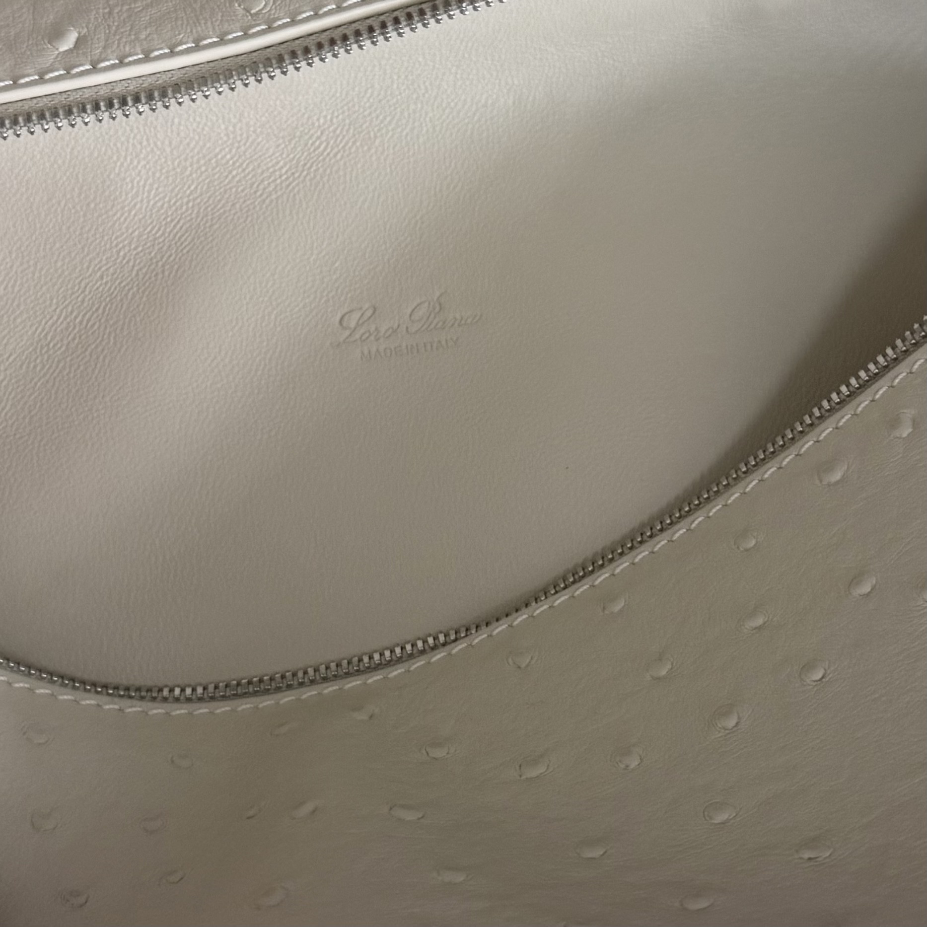 Loro Piana Extra Pocket L27 Ostrich-grained Leather 16x27x10cm