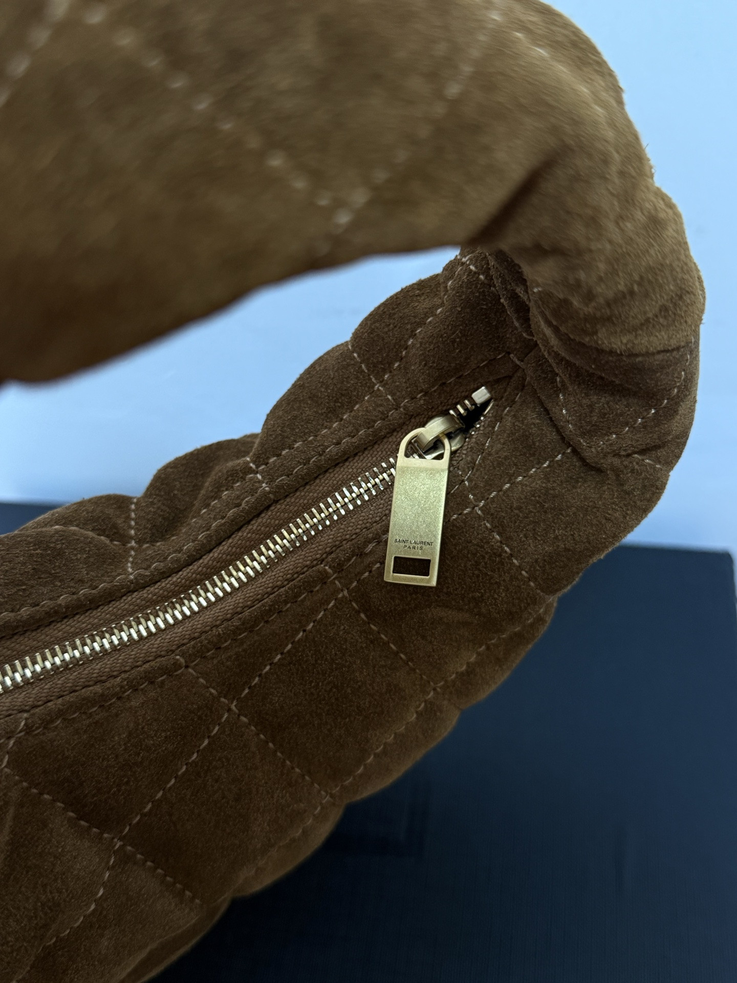 YSL ICARINO in Quilted Suede 17x15.5x3cm