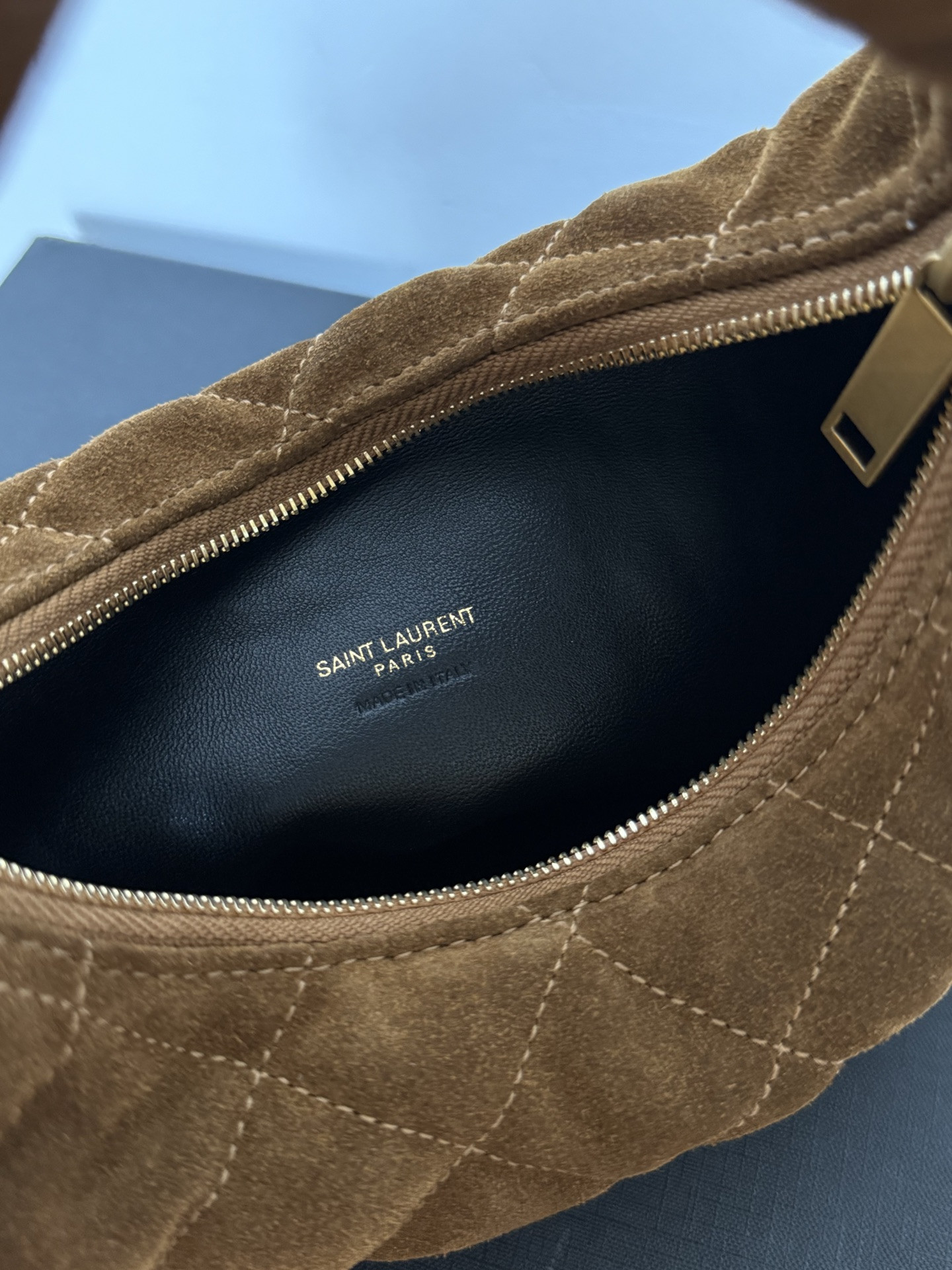 YSL ICARINO in Quilted Suede 17x15.5x3cm