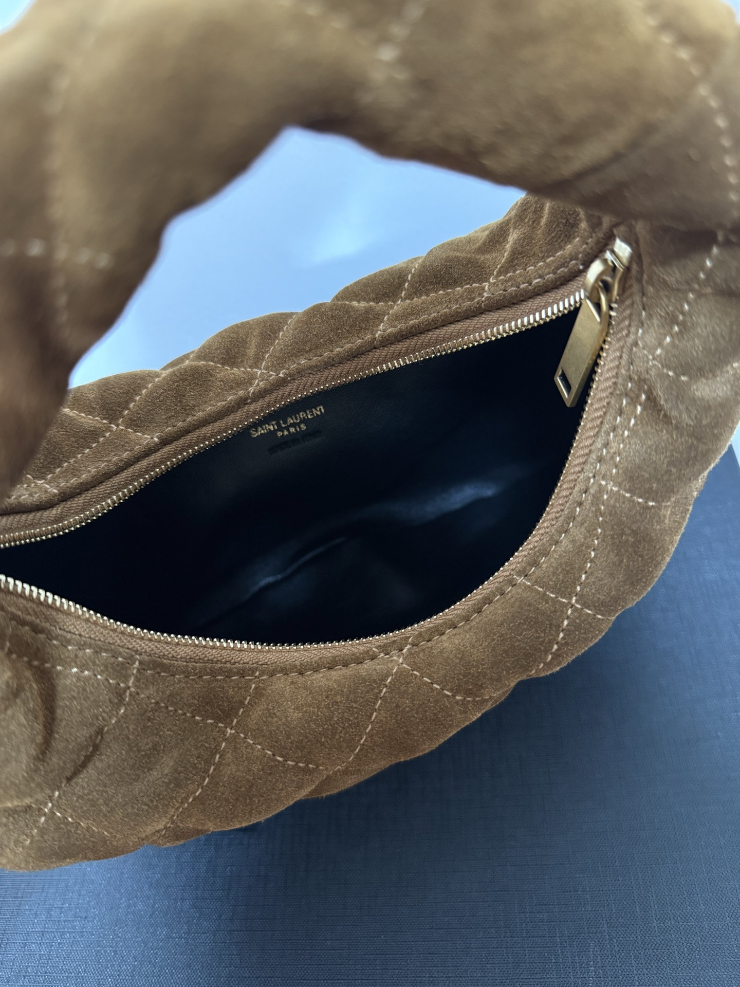 YSL ICARINO in Quilted Suede 17x15.5x3cm