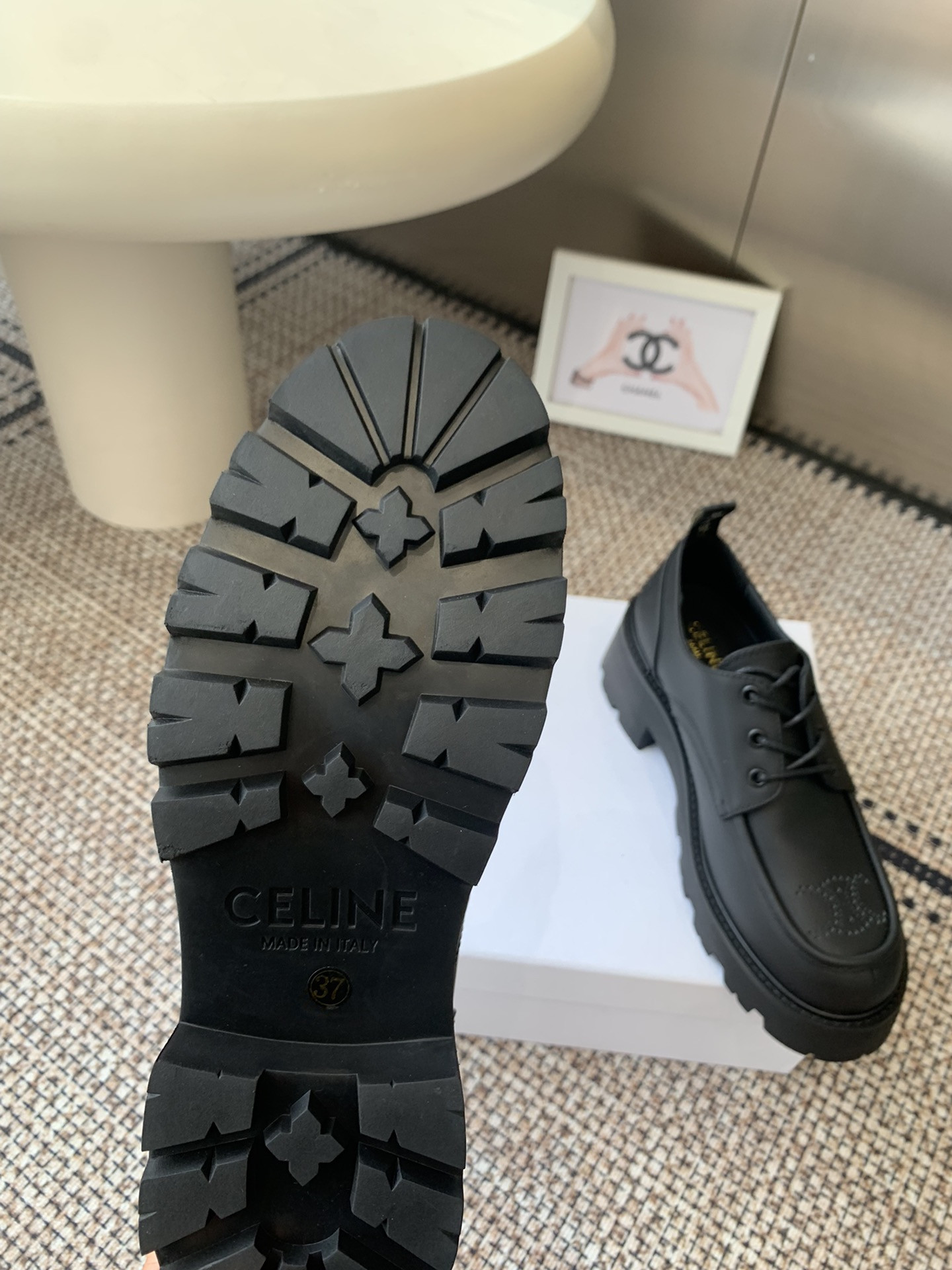 UA CELINE TRIOMPHE DERBIES IN SHINY BULL