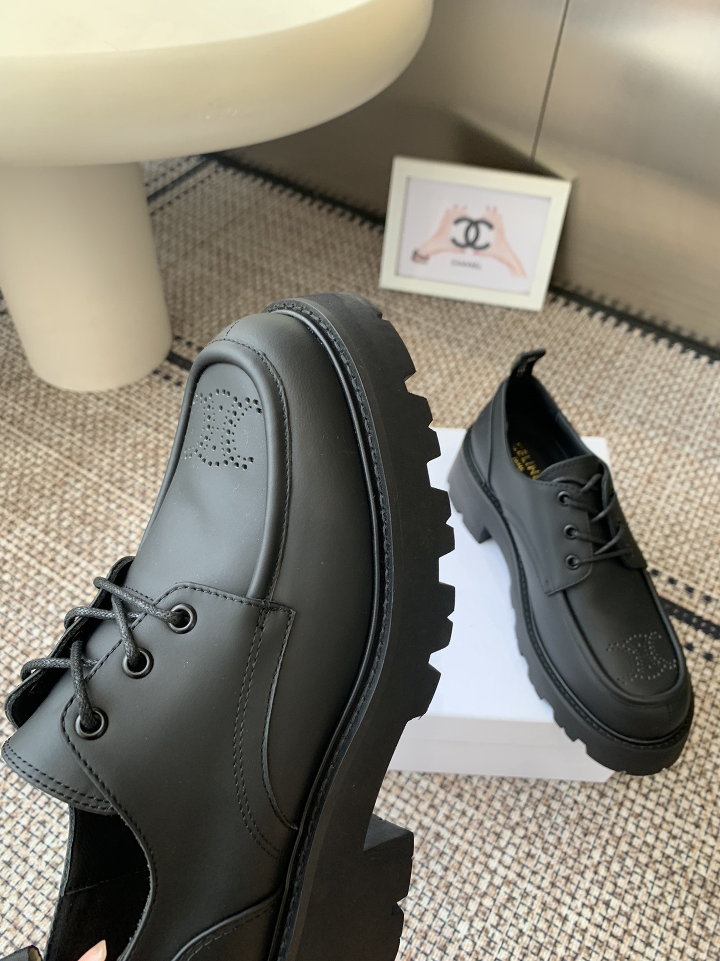 UA CELINE TRIOMPHE DERBIES IN SHINY BULL